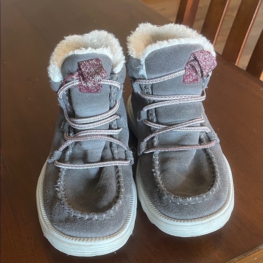 Hey Dude Gray Kids Boots with Pink Accents